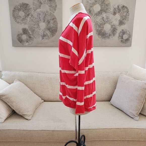 Free People Upstate Stripe Tee size Lg in Red - Picture 10 of 15